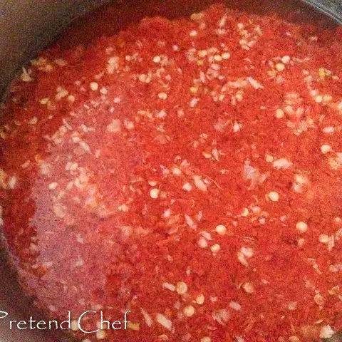 sweet chilli pepper sauce in a pot