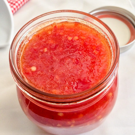 Spicy and sticky sweet chilli pepper sauce