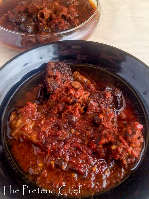 Hot and spicy red ofada stew