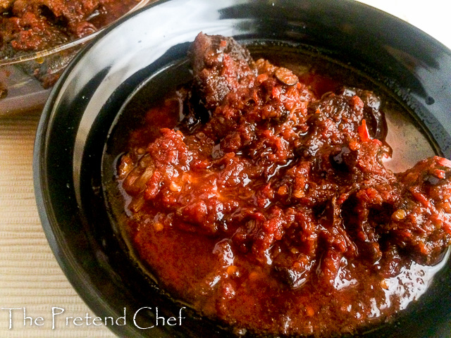 Hot and spicy red ofada stew