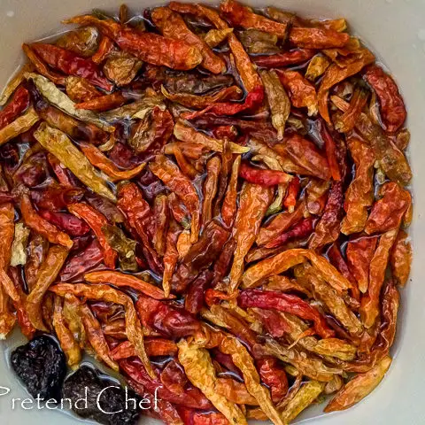 dry peppers soaking in water for agoyin stew (ewa agoyin)