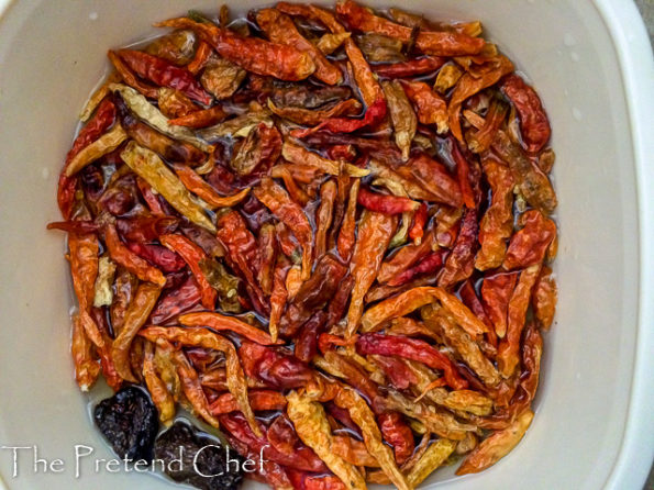 dry peppers soaking in water for agoyin stew (ewa agoyin)