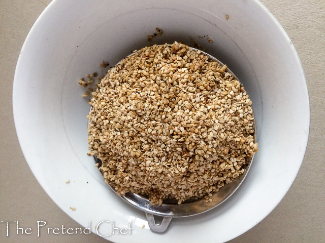 washed sesame seeds in a sieve