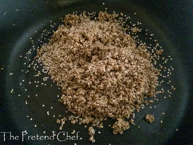 wet sesame seed in a dry frying pan to toast