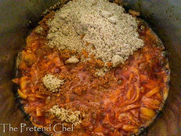 Esa soup, sesame seed soup cooking in a pot