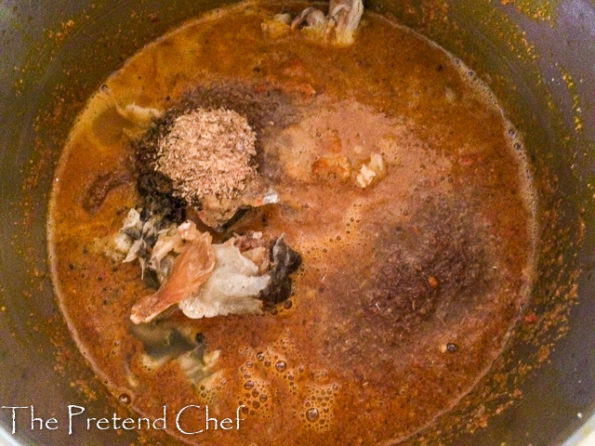 Esa soup, sesame seed soup cooking in a pot