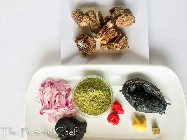 Miyan kuka Ingredients in a tray