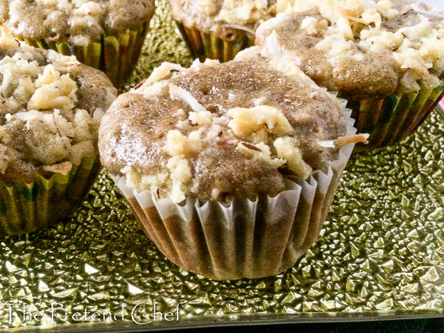 Soft, sweet, moist & flavourful Healthy mango muffin with coconut crumb