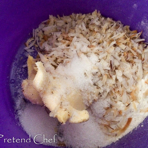 coconut crumb ingredients in a bowl