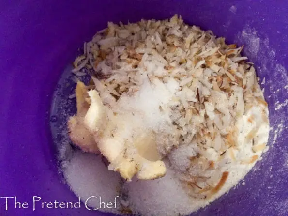 coconut crumb ingredients in a bowl