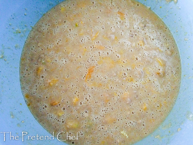 Healthy mango muffin batter