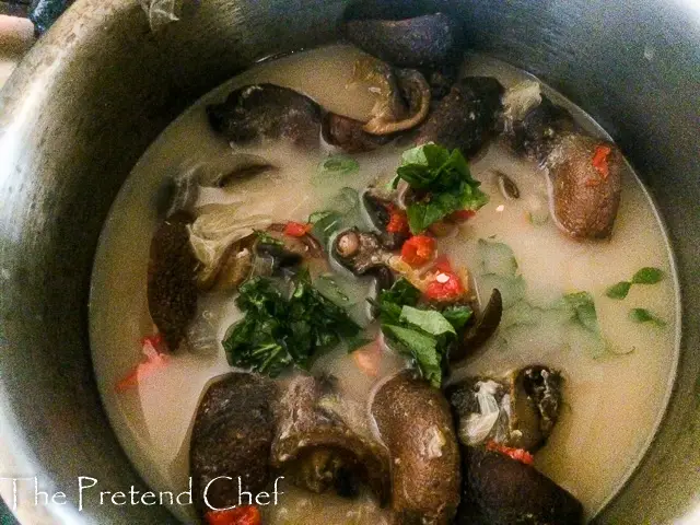 Snail Pepper Soup boiling in a pot