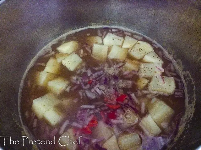 Mushroom Pepper soup in a pot