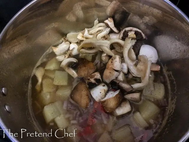 Mushroom Pepper soup in a pot