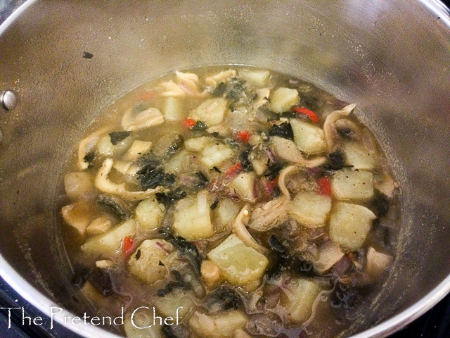 Mushroom Pepper soup in a pot