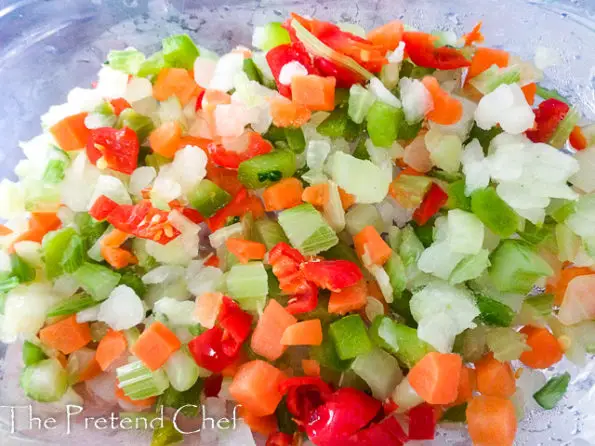 mixed chopped vegetable for Mushroom Soup