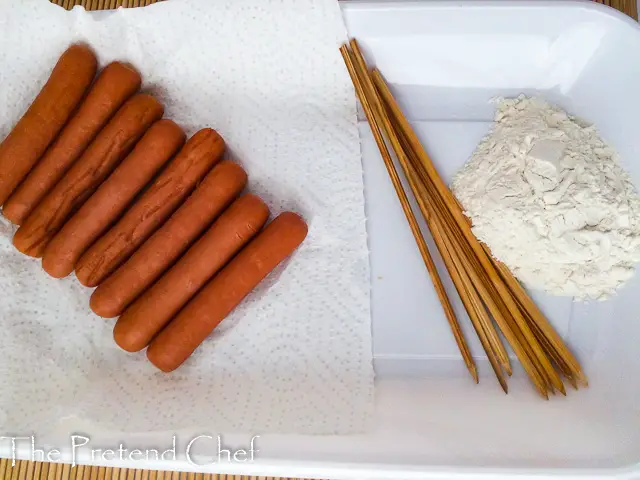 hot dogs and skewers