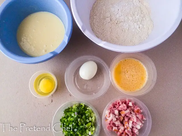 ingredients for savoury bacon and egg muffins