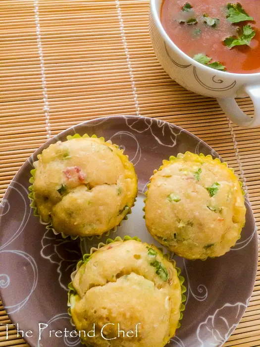 savoury bacon and egg muffins with tomato soup