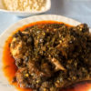 Spicy and Sweet Ayamase, green ofada stew