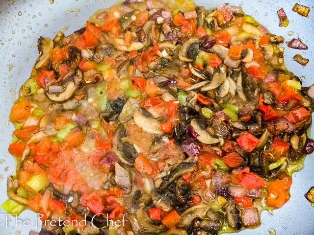 Healthy Mushroom hash, mushroom sauce in a saucepan