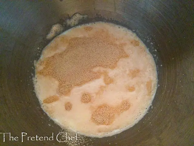 milk and yeast in a bowl