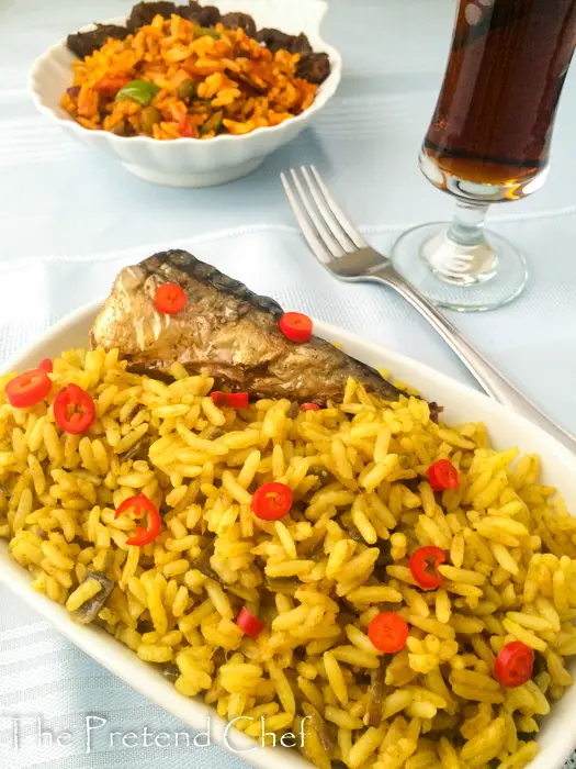 Vibrant Nigerian green curry rice