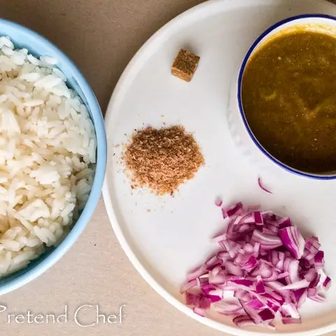 ingredients for Nigerian green curry rice