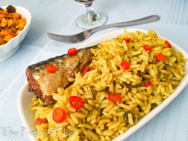 Vibrant Nigerian green curry rice