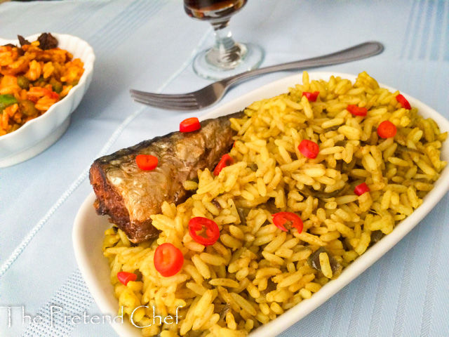 Vibrant Nigerian green curry rice