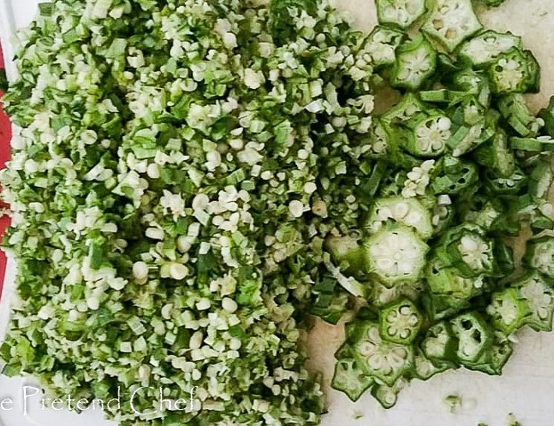 finely chopped okro and sliced okro