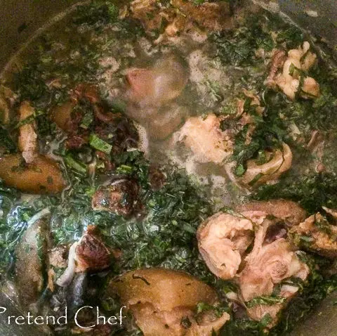 Ofe ugba, Ugba soup boiling in a pot