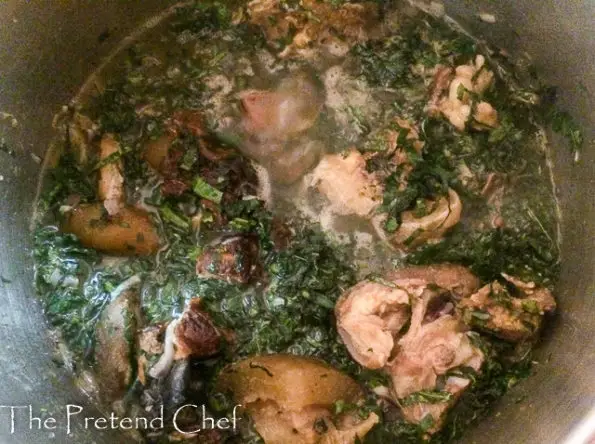 Ofe ugba, Ugba soup boiling in a pot