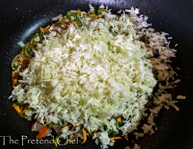 vegetables for cabbage rice frying in pan