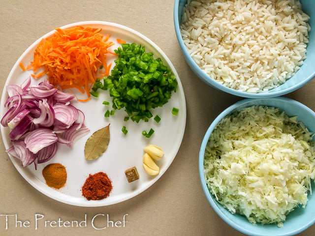 Ingredients for cabbage rice