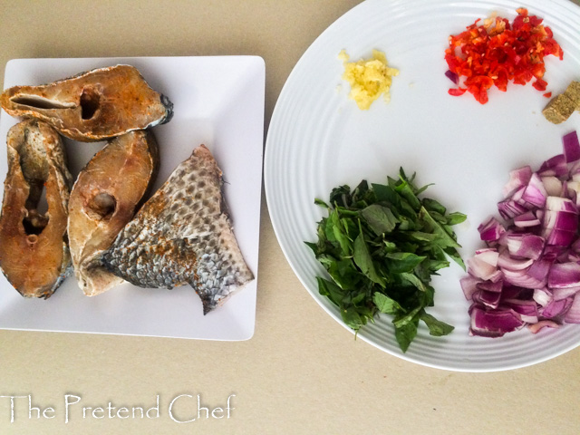 Ingredients for fish curry leaf rice