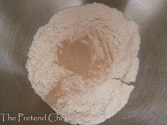 flour and yeast in a bowl