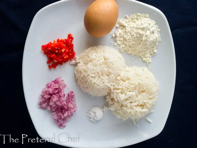 ingredients for Cooked Rice Pancake with Leftover Rice