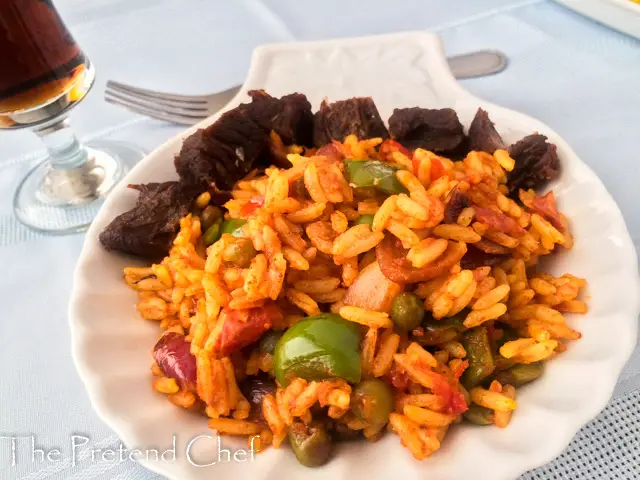 Nigerian Tomato Rice recipe using leftover rice & Yaji