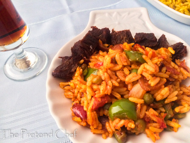 Nigerian Tomato Rice recipe using leftover rice & Yaji