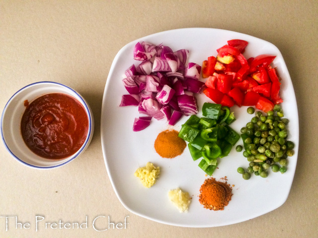 chopped ingredients in a tray