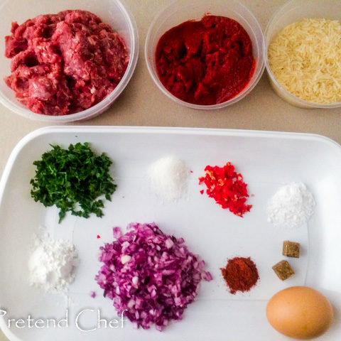 Ingredients for Stuffed Cabbage roll in a tray