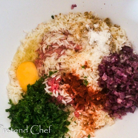 ingredients for Stuffed Cabbage roll in a bowl