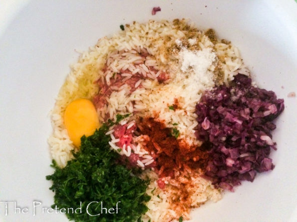 ingredients for Stuffed Cabbage roll in a bowl