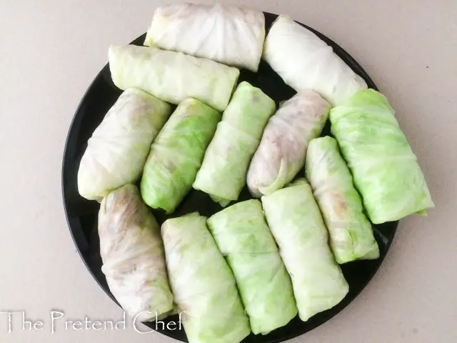 raw Stuffed Cabbage roll in a plate