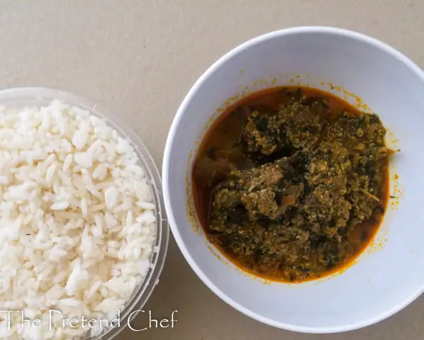Egusi soup and white rice