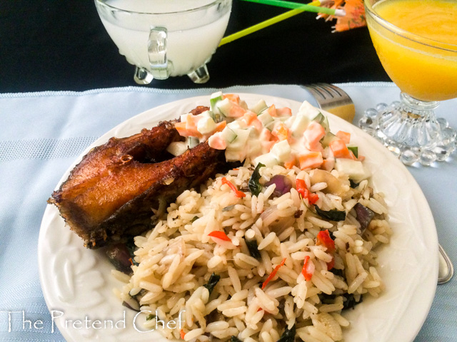 Fish Curry Leaf Rice using leftover rice