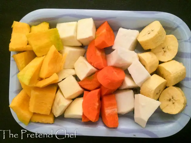cubed root vegetables