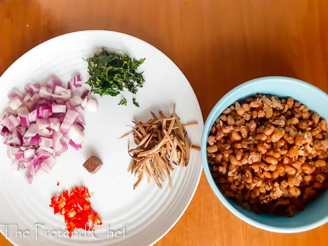 ingredients for Nigerian Stir fry Beans