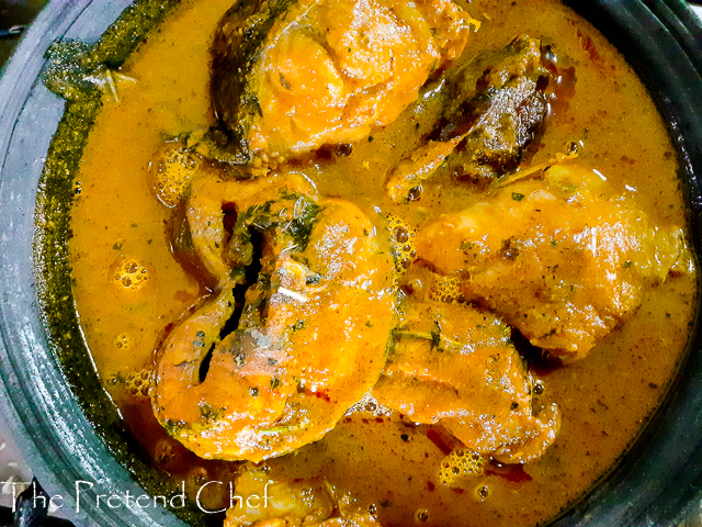 banga soup delta style being heated in a clay pot (evwere)